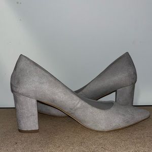 Gray suede heels